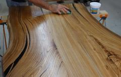 Grain Filler being applied to an Elm Table