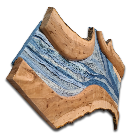 dimensional wood art with quilt inset